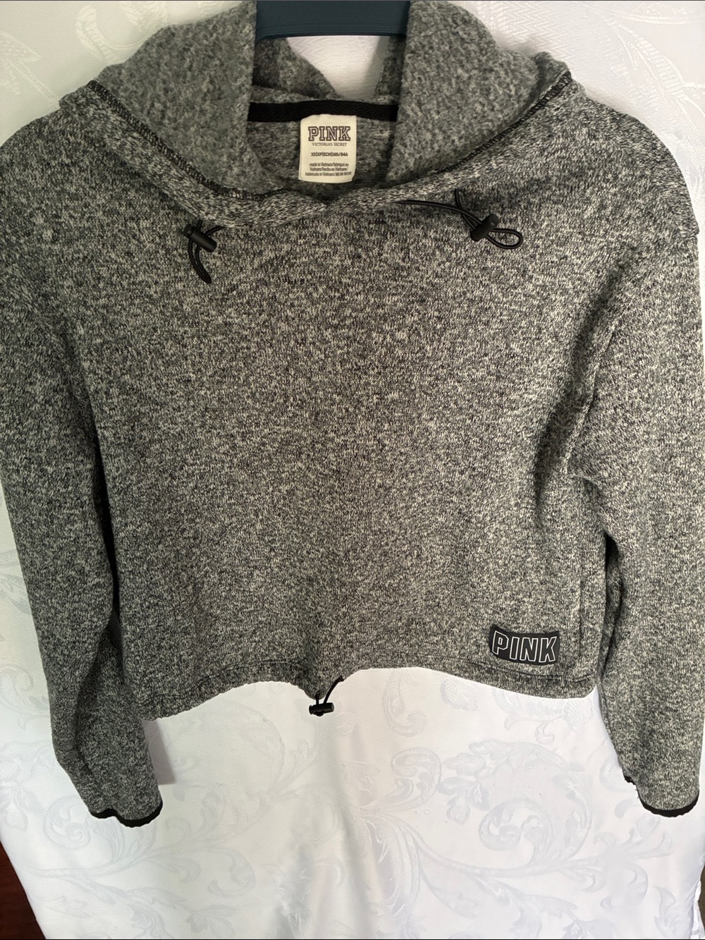 PINK Victoria's Secret Heather Gray Cropped Pullover Hoodie